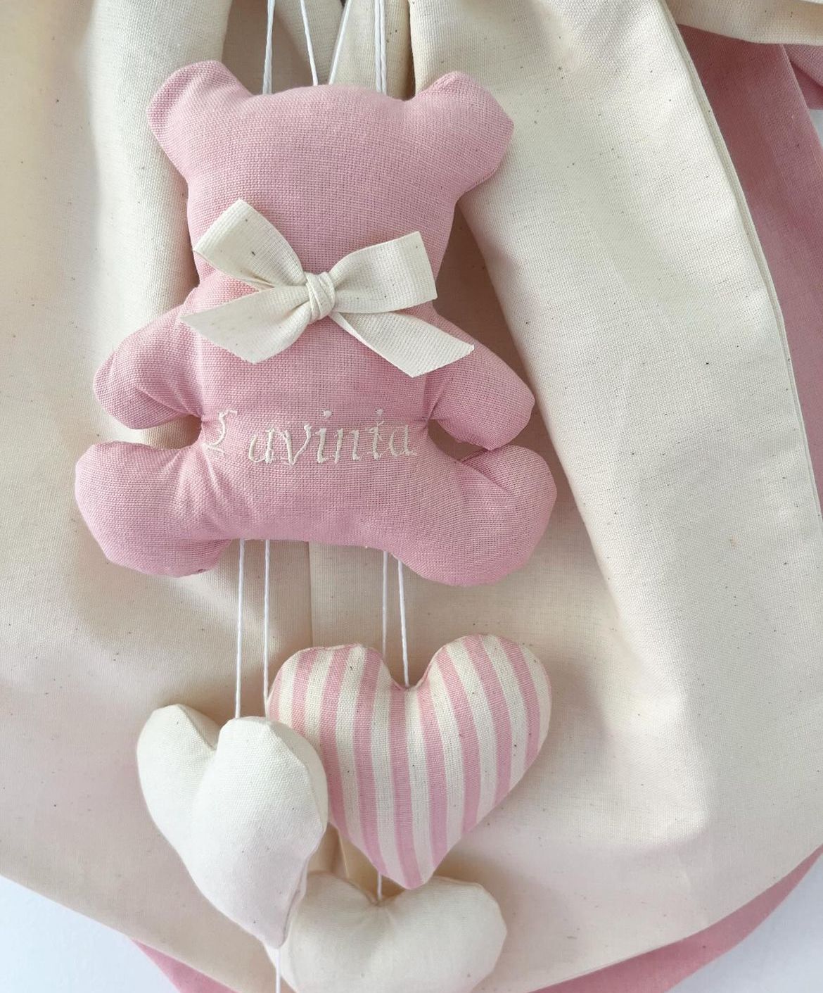 Fiocco nascita rosa e burro orsetto