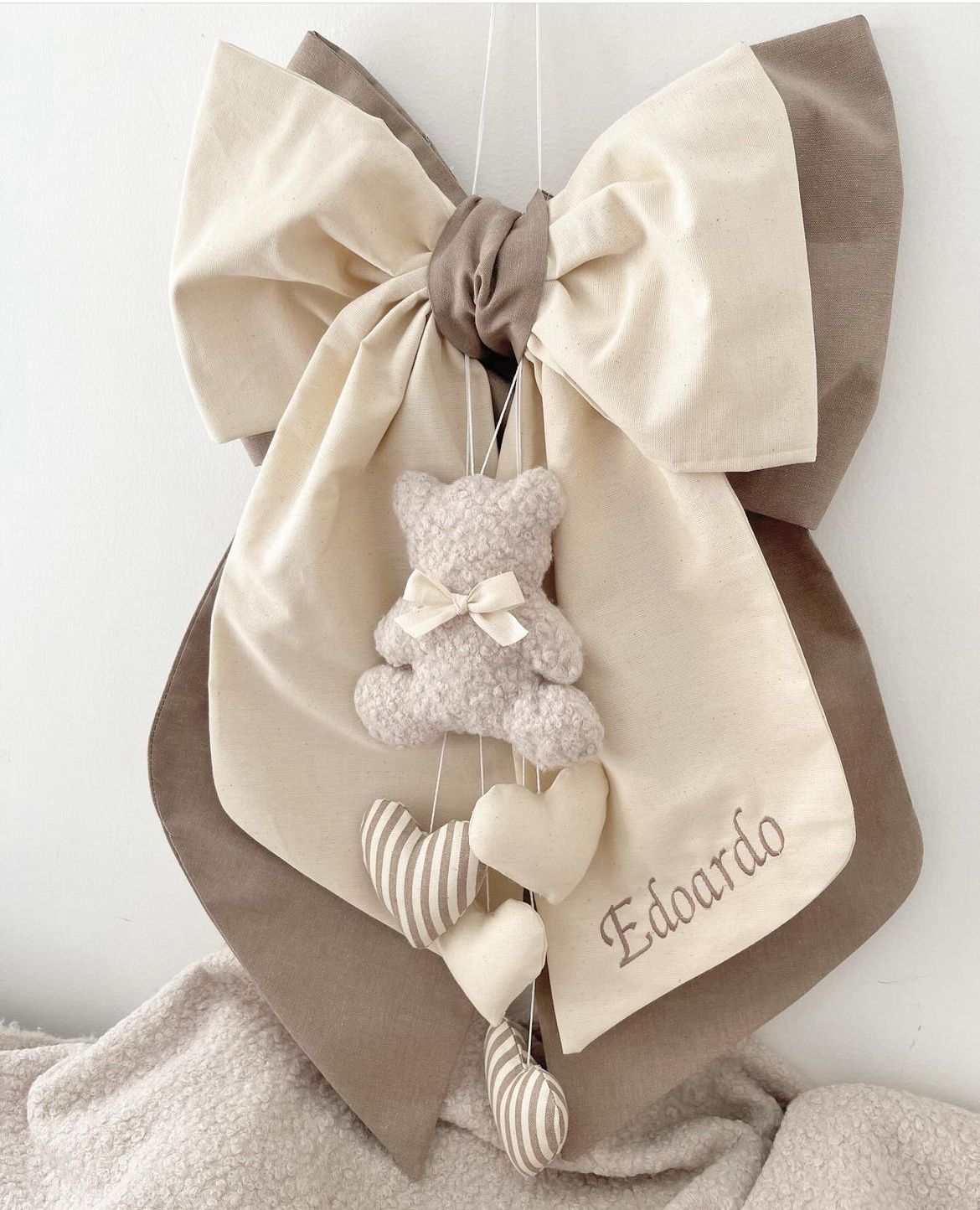 Fiocco nascita nocciola e burro teddy