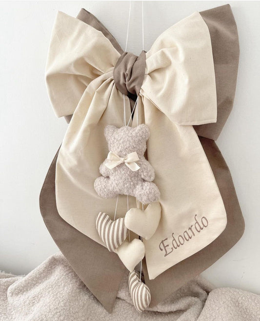 Fiocco nascita nocciola e burro teddy