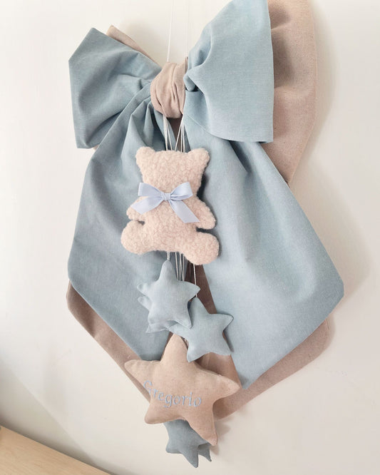 Fiocco nascita doppio elemento corda e azzurrone