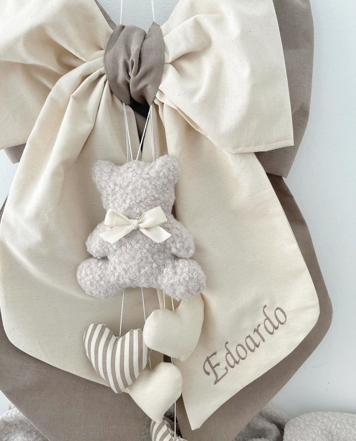 Fiocco nascita nocciola e burro teddy