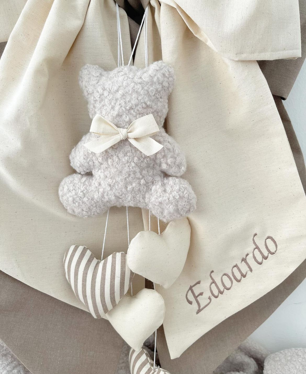 Fiocco nascita nocciola e burro teddy