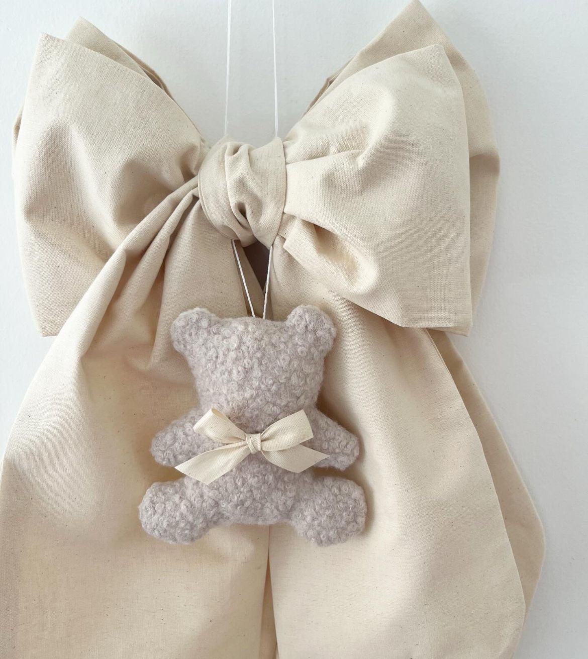 Fiocco nascita doppio neutro orsetto