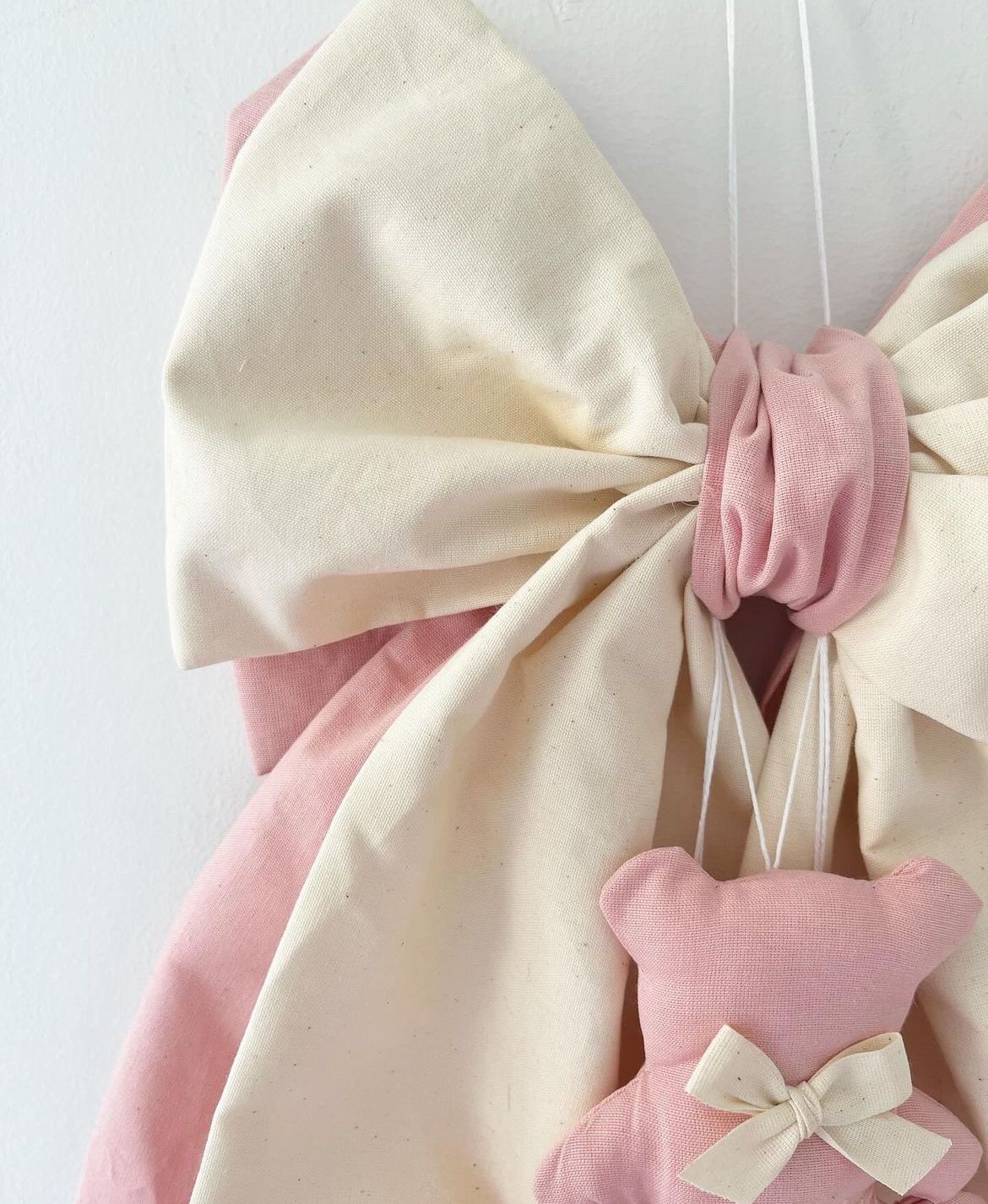 Fiocco nascita rosa e burro orsetto