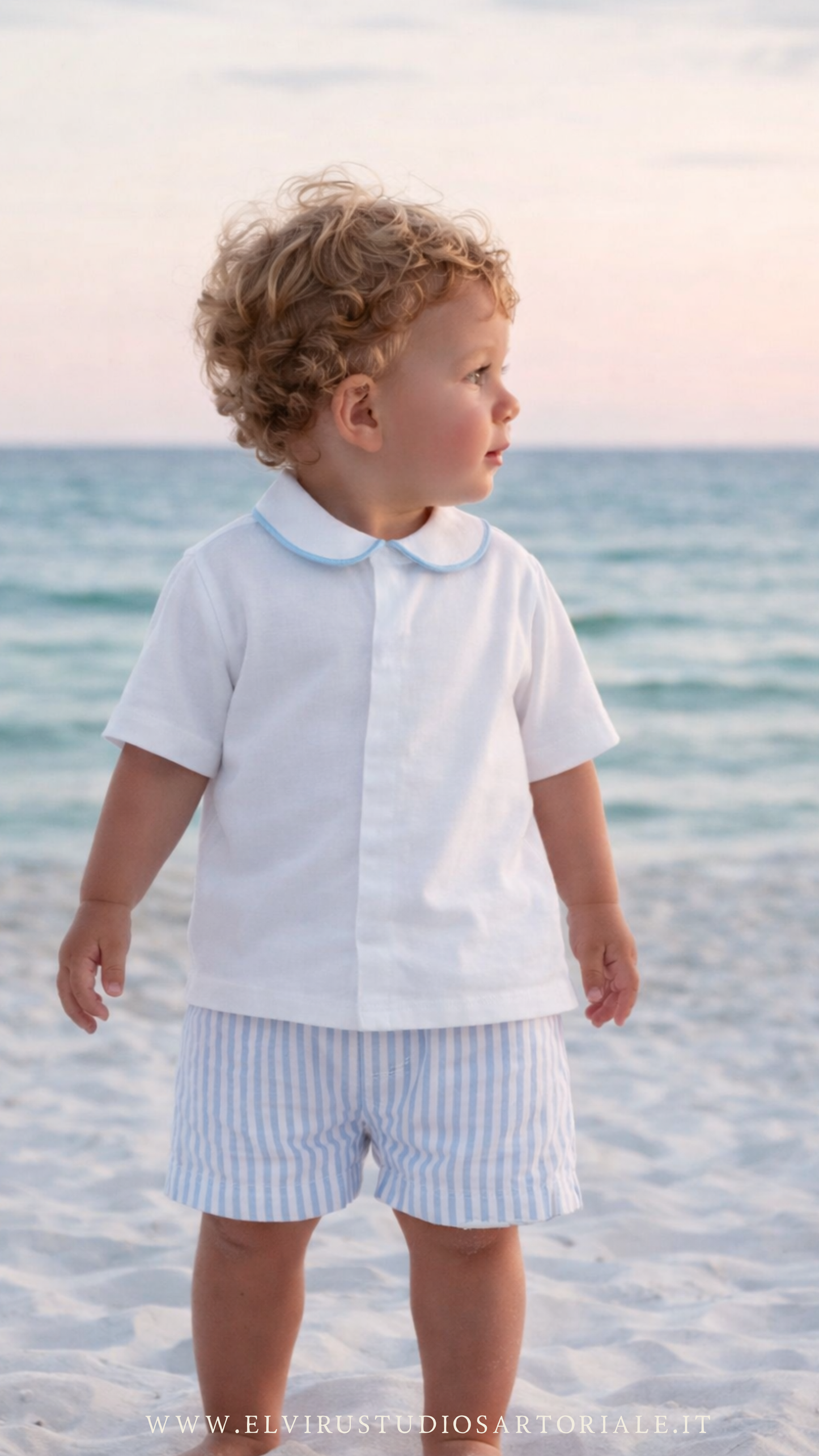 Pantaloncini righe azzurro puro cotone