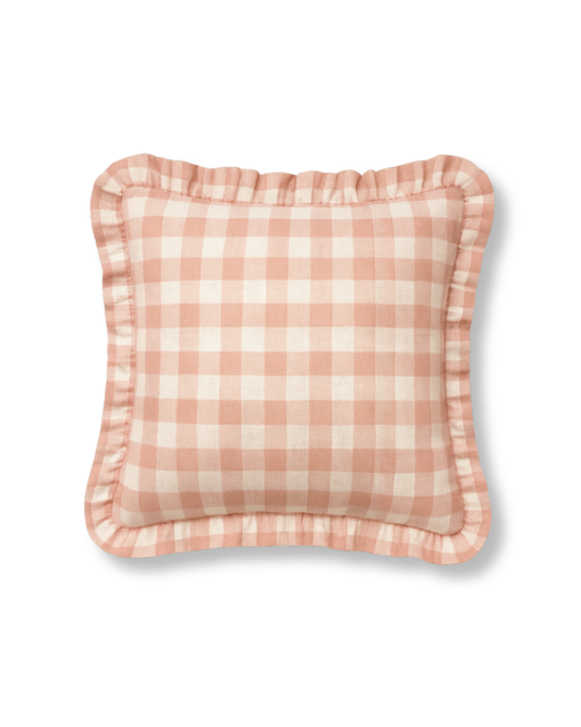 Cuscino con volant vichy cipria