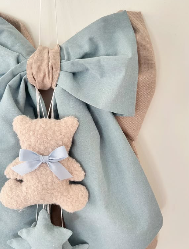 Fiocco nascita doppio elemento corda e azzurrone