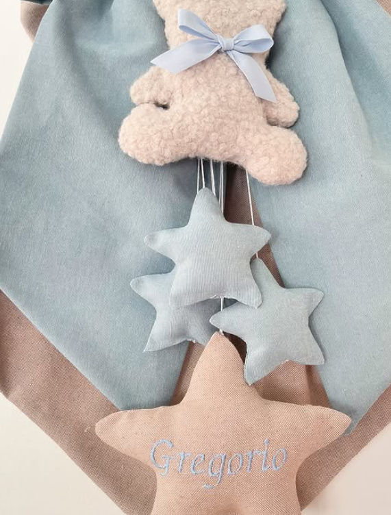 Fiocco nascita doppio elemento corda e azzurrone