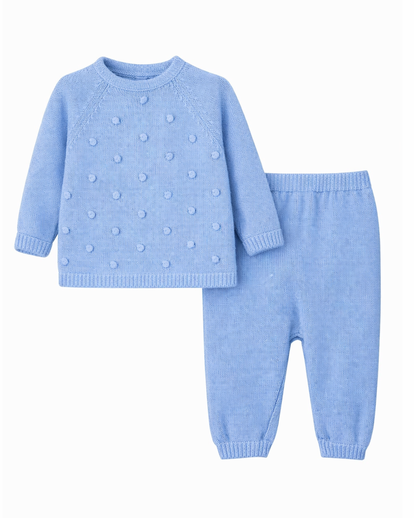 Completino maglia di cotone ponpon 2 pezzi