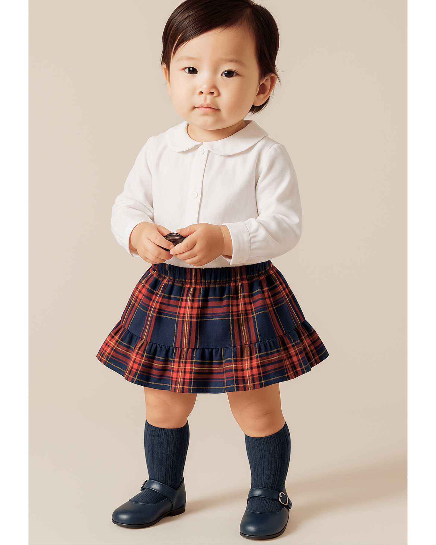 gonnellina volant tartan blu verde