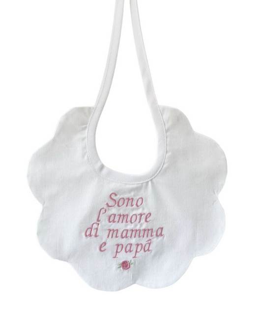 bavaglino con laccetti "Sono l'amore" per lei