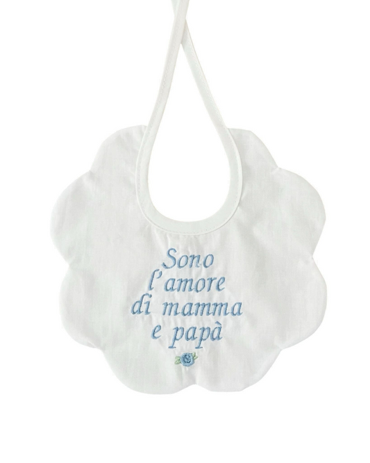 bavaglino con laccetti "Sono l'amore" per lui