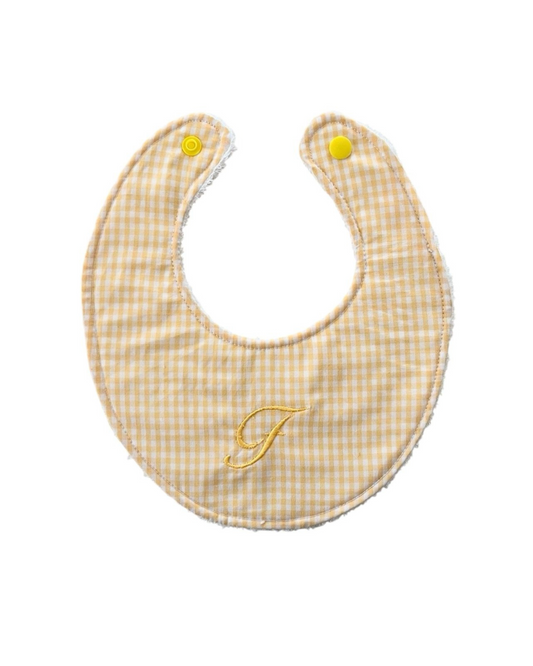 Bavaglino con bottone vichy con ricamo