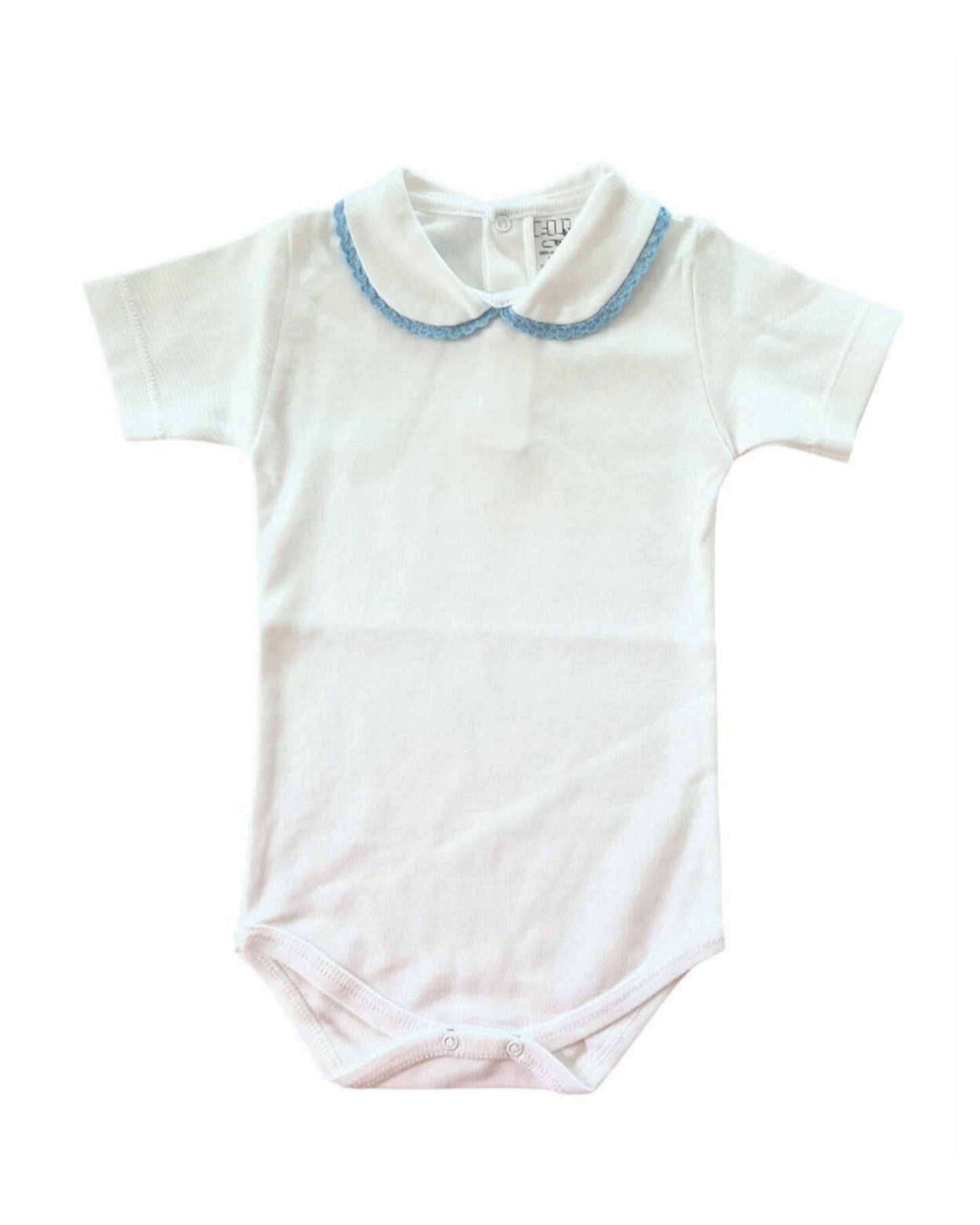 Body colletto ricamabile mezza manica azzurro