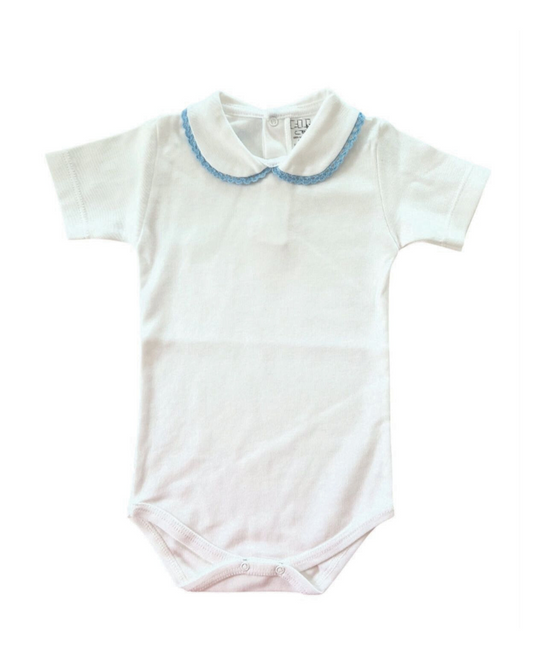 Body colletto ricamabile mezza manica azzurro