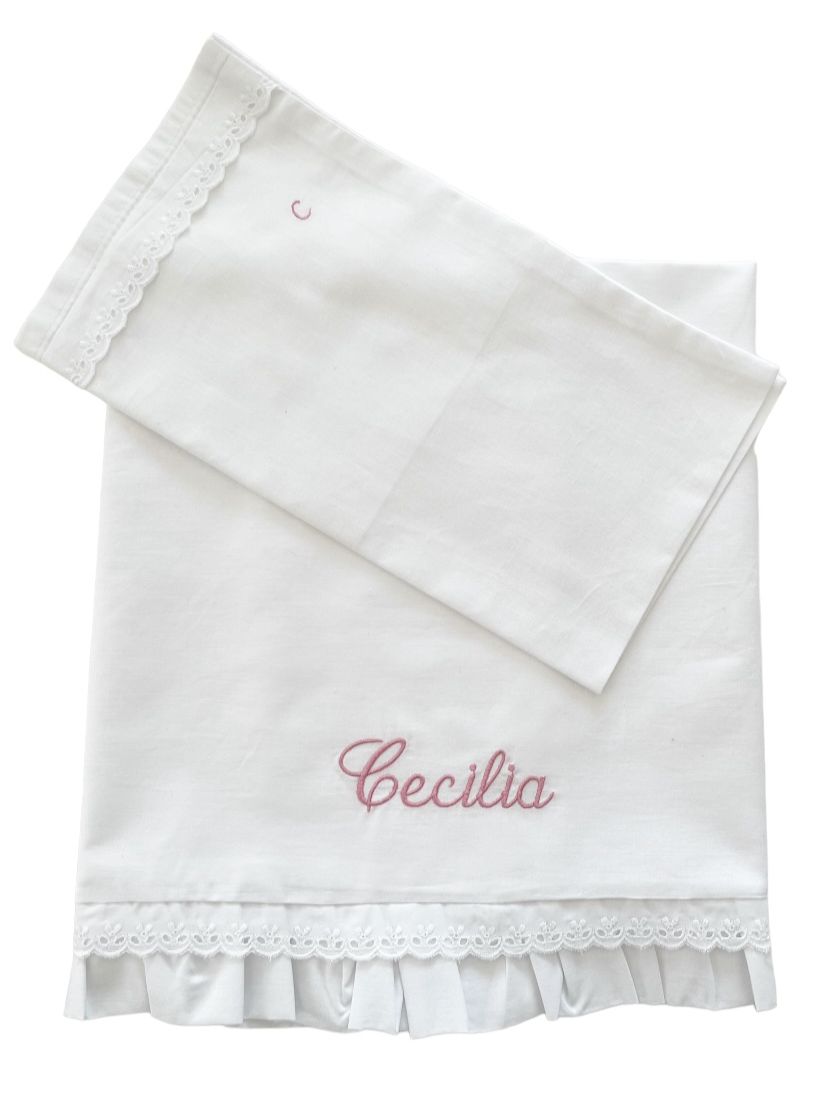 Set lenzuola con balza sangallo e ricamo