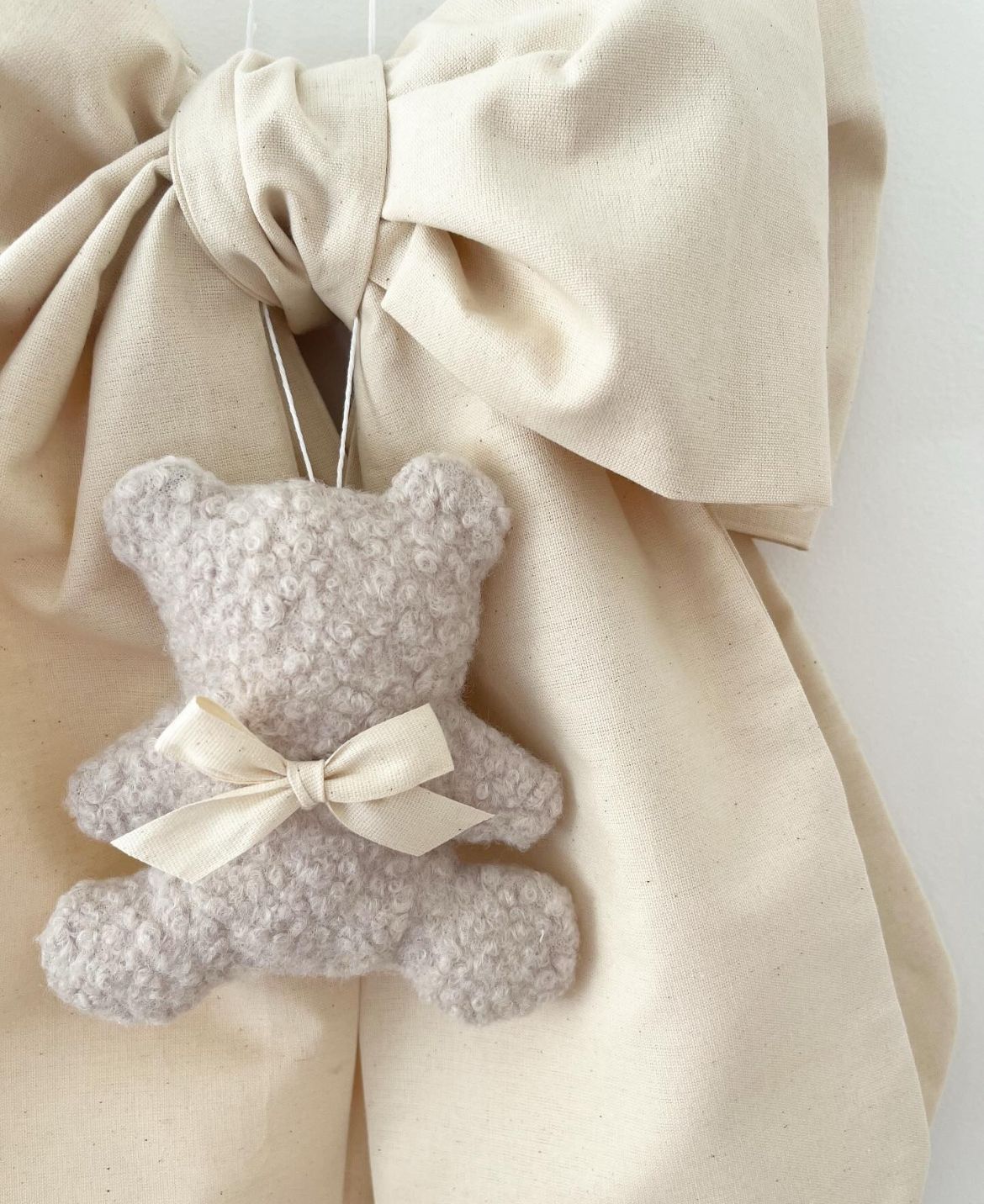 Fiocco nascita doppio neutro orsetto