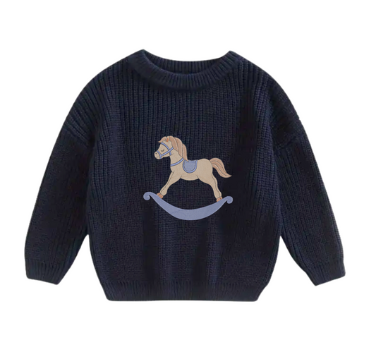 Maglioncino Blu Cavalluccio a dondolo