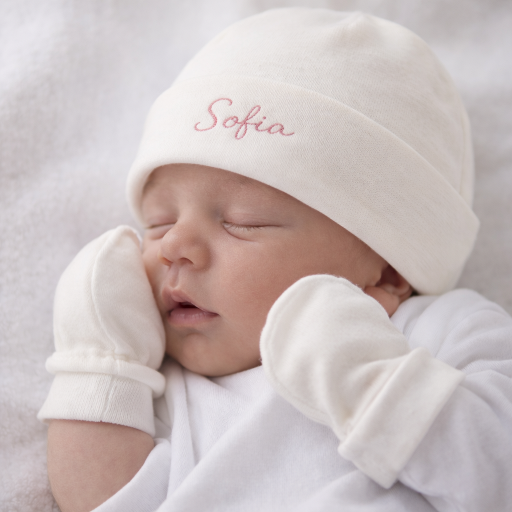 Set nascita cappellino e guantini antigraffio in Jersey di cotone- 100% cotone