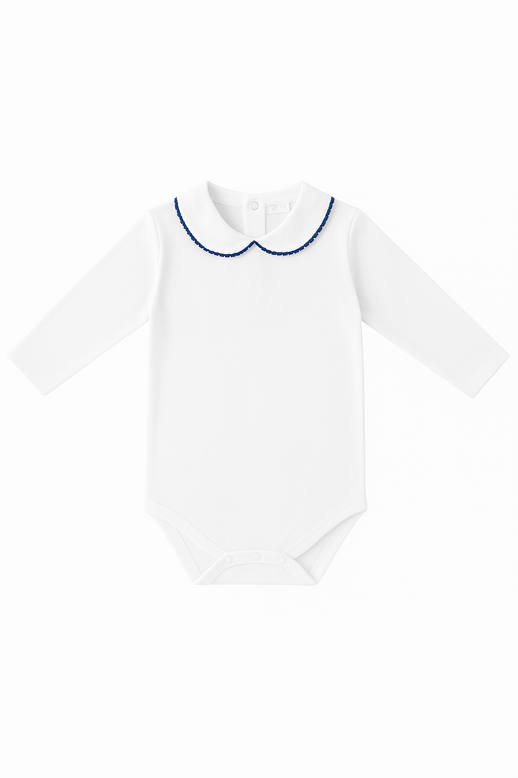 Body colletto ricamabile blu manica lunga