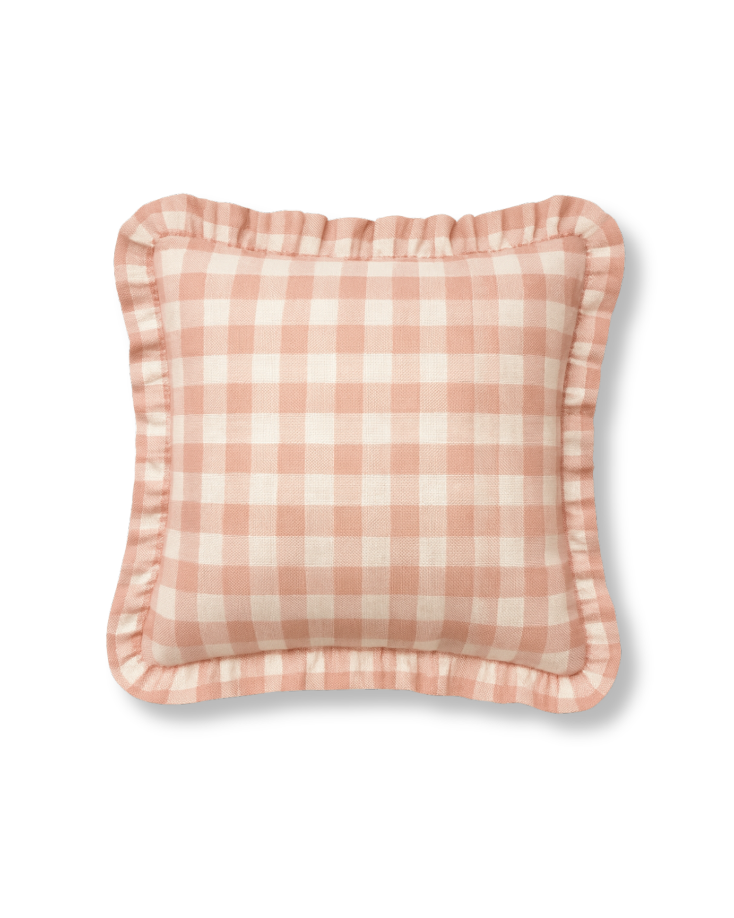 Cuscino con volant vichy cipria