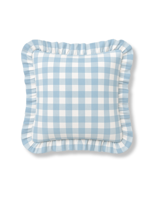 Cuscino con volant vichy azzurro