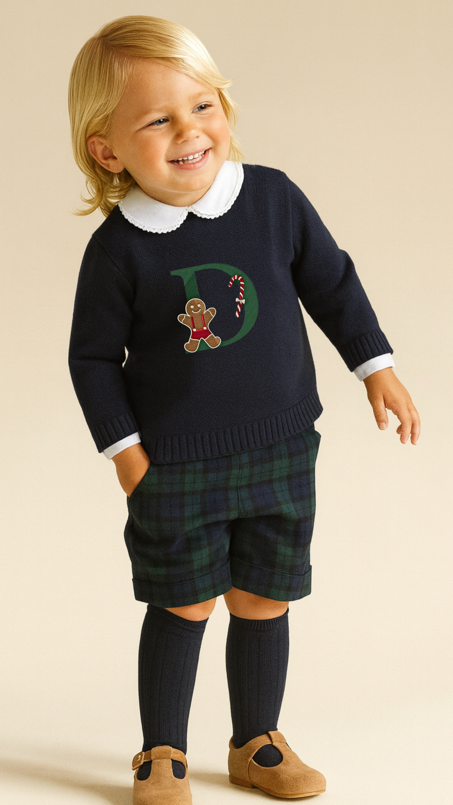 Maglioncino blu Pan di zenzero e lettera