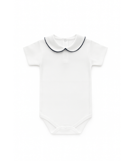 Body colletto ricamabile mezza manica blu