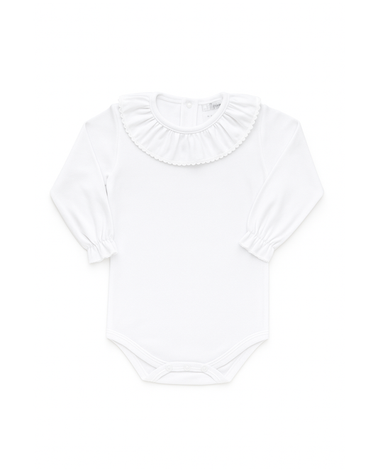 Body colletto volant bianco