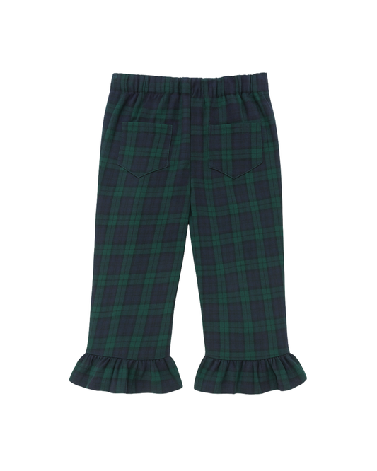 pantalone volant tartan blu e verde