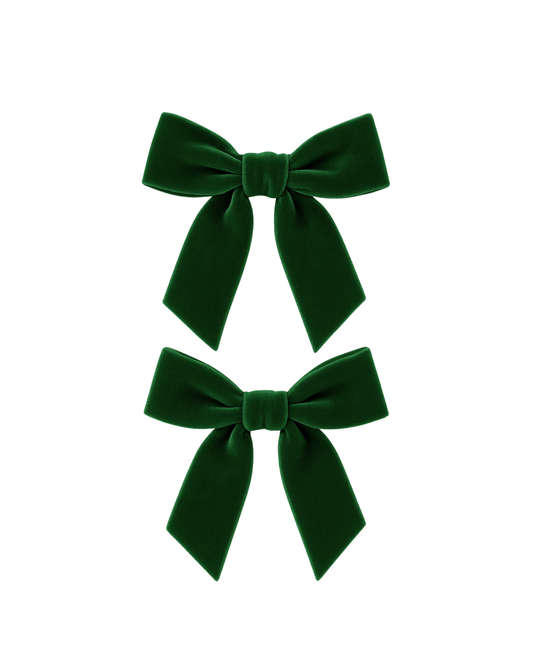 Coppia fermagli piccoli fiocco verde