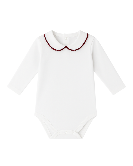 Body colletto ricamabile bordeaux manica lunga