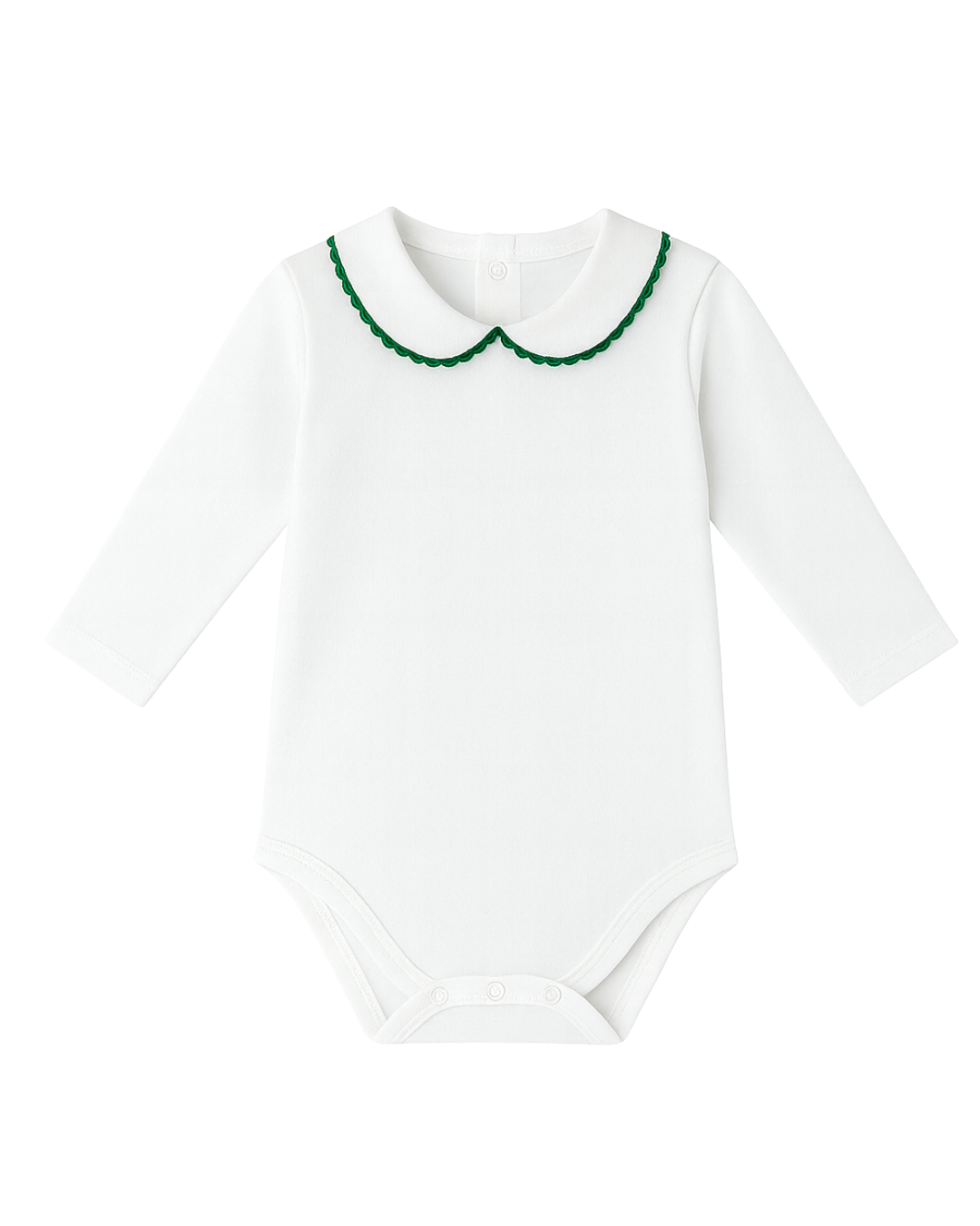 Body colletto ricamabile verde manica lunga