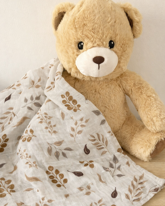 Mussola di cotone foglie