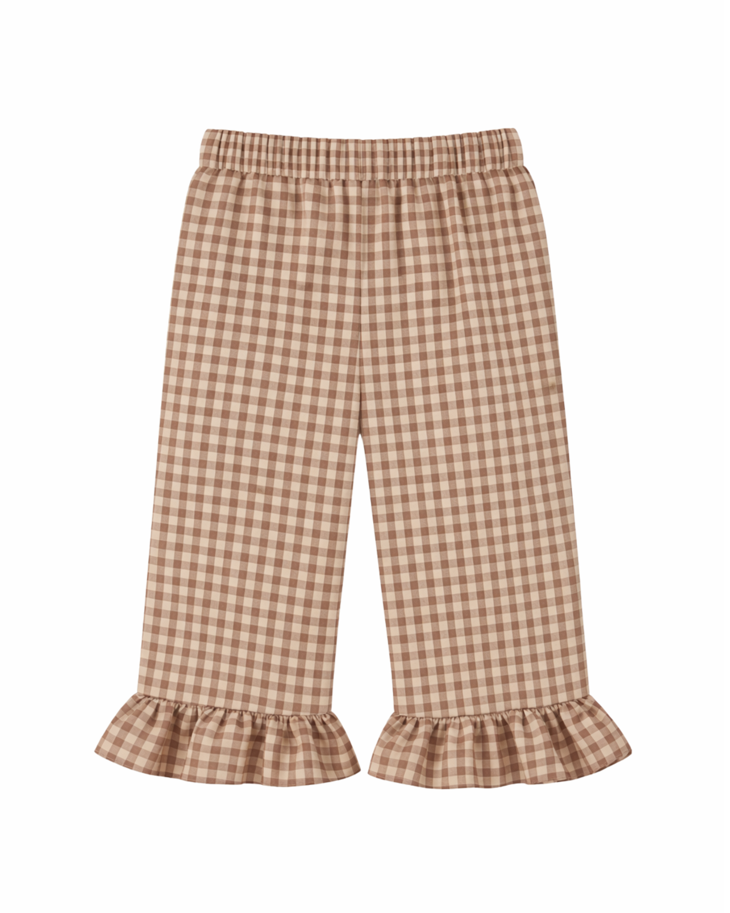 pantalone volant vichy cacao