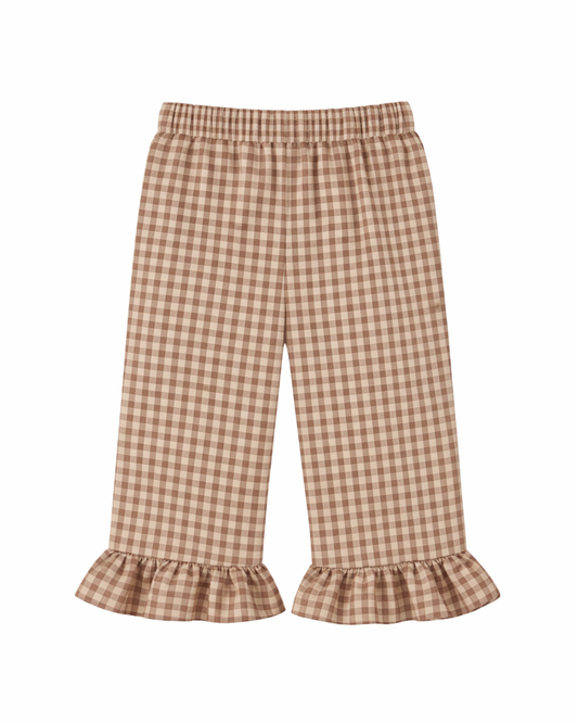 pantalone volant vichy cacao