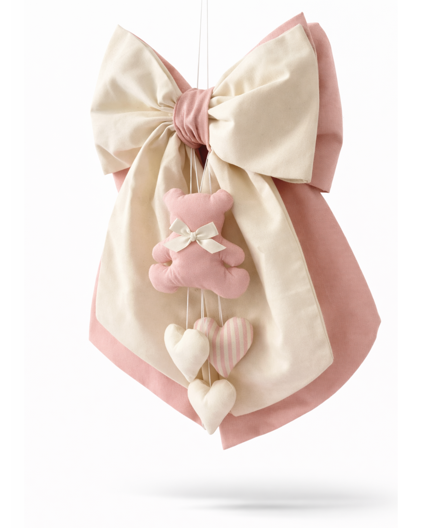 Fiocco nascita rosa e burro orsetto