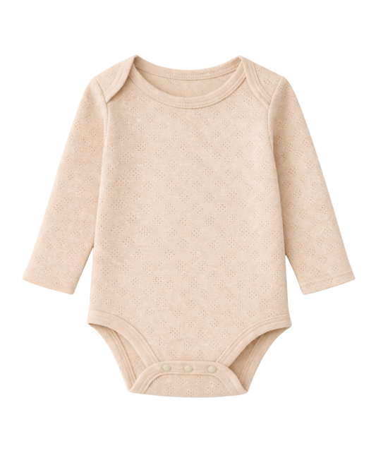 Body jersey pointoille beige 100% cotone