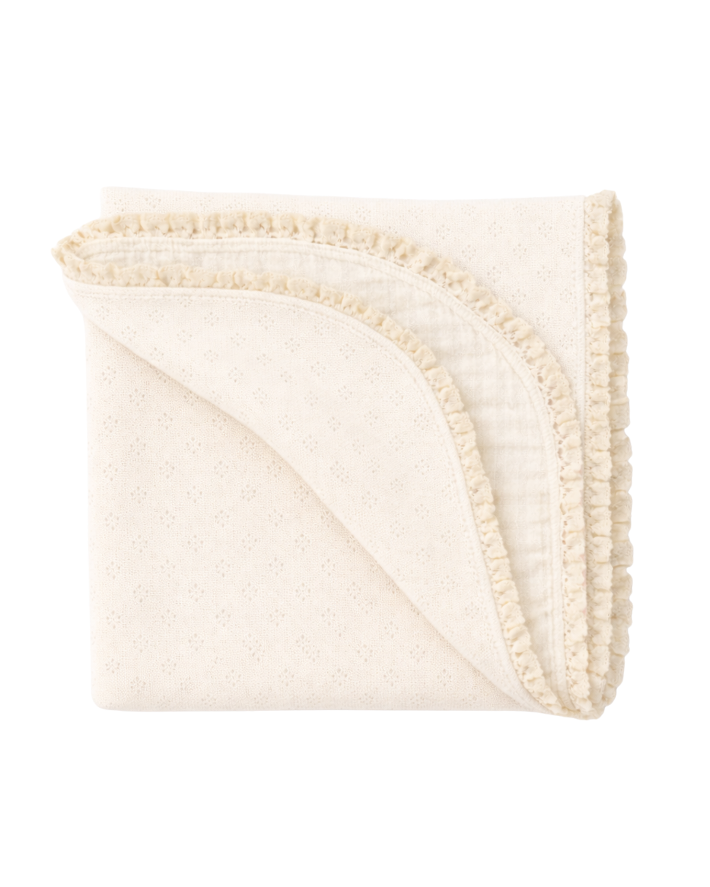 Copertina in jersey pointoille 100% cotone e mussola con bordino avorio