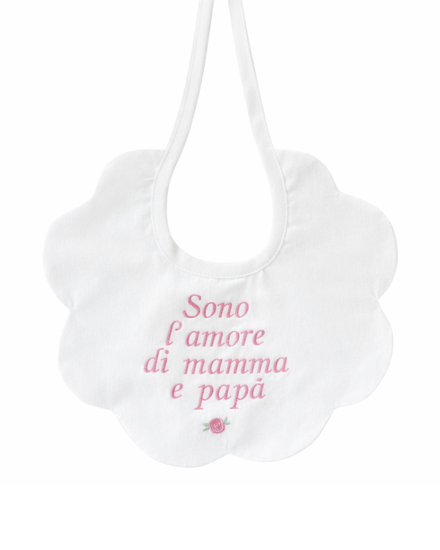 Bavaglino fiore in puro cotone con ricamo per lei