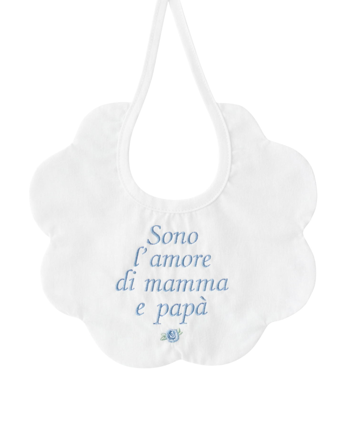 Bavaglino fiore in puro cotone con ricamo per lui