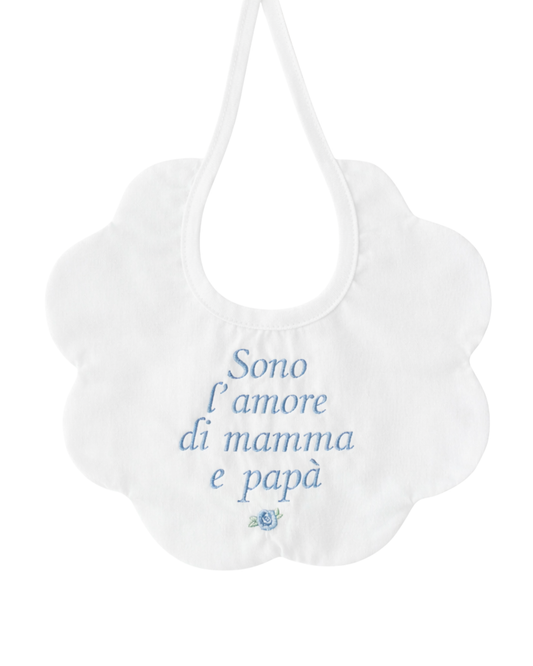 Bavaglino fiore in puro cotone con ricamo per lui