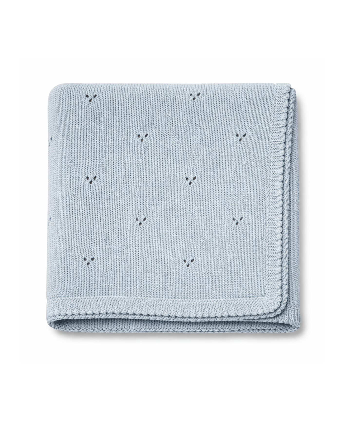 Copertina traforata in maglia pointoille 100%cotone azzurra