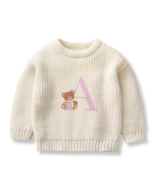 Maglioncino con ricamo lettera teddy