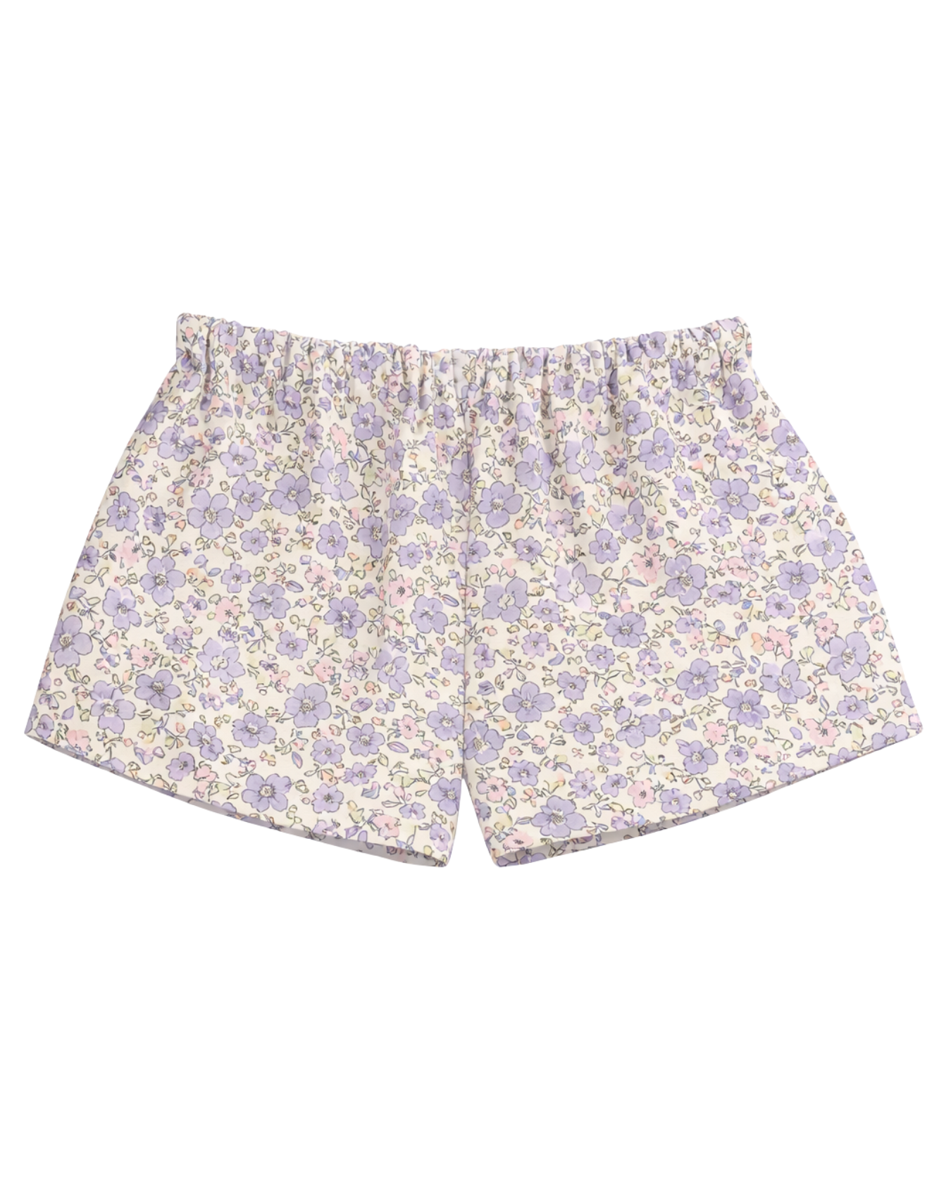 Pantaloncini fiori lilla puro cotone