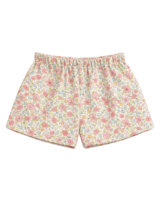 Pantaloncini fiori salmone puro cotone