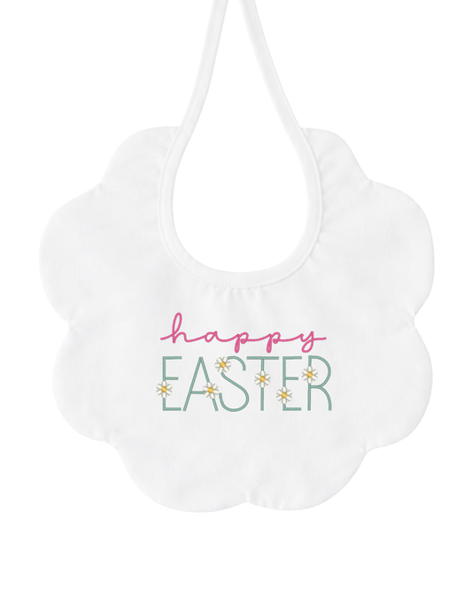 Bavaglino neonato “Happy Easter” in puro cotone