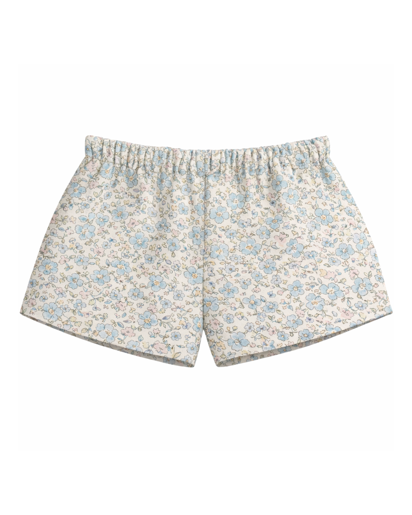 Pantaloncini fiori azzurro puro cotone