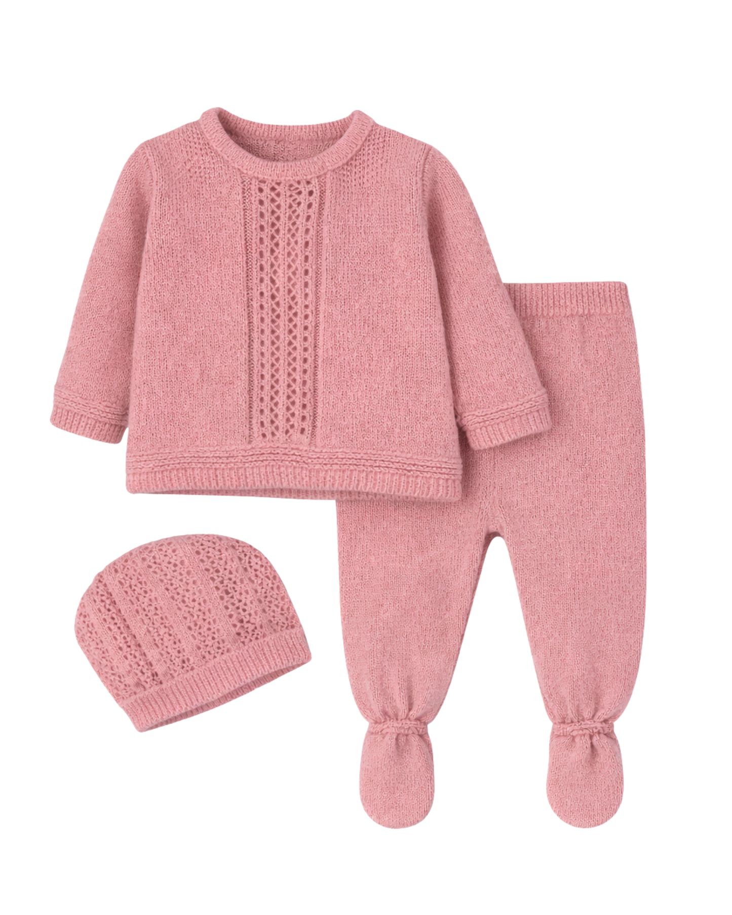 Completino in filo di cotone 3 pezzi con cappellino