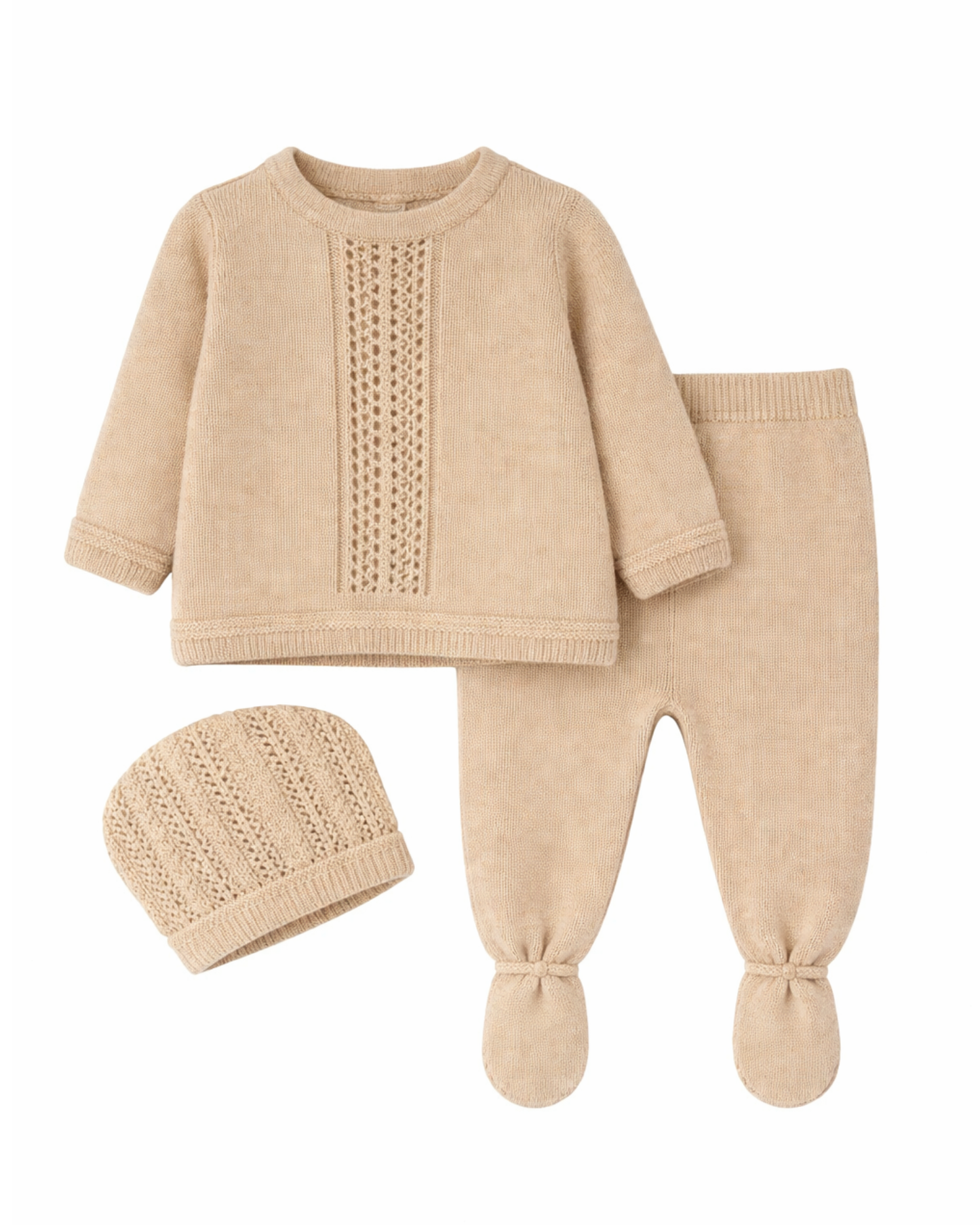 Completino in filo di cotone 3 pezzi con cappellino